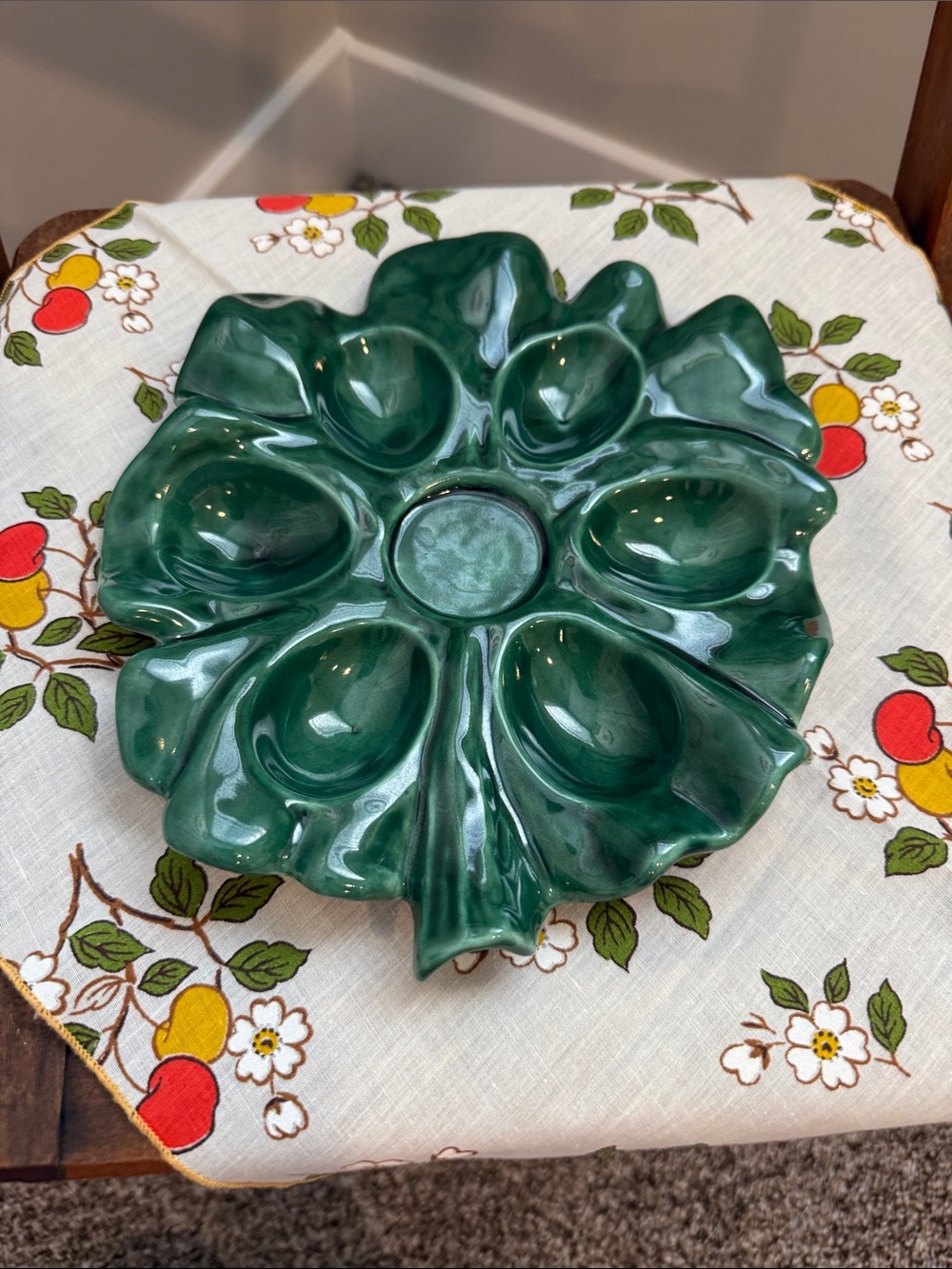Vintage 1972 Goebel West Germany Green Ceramic Clover Egg Plate Tray 81 700 23